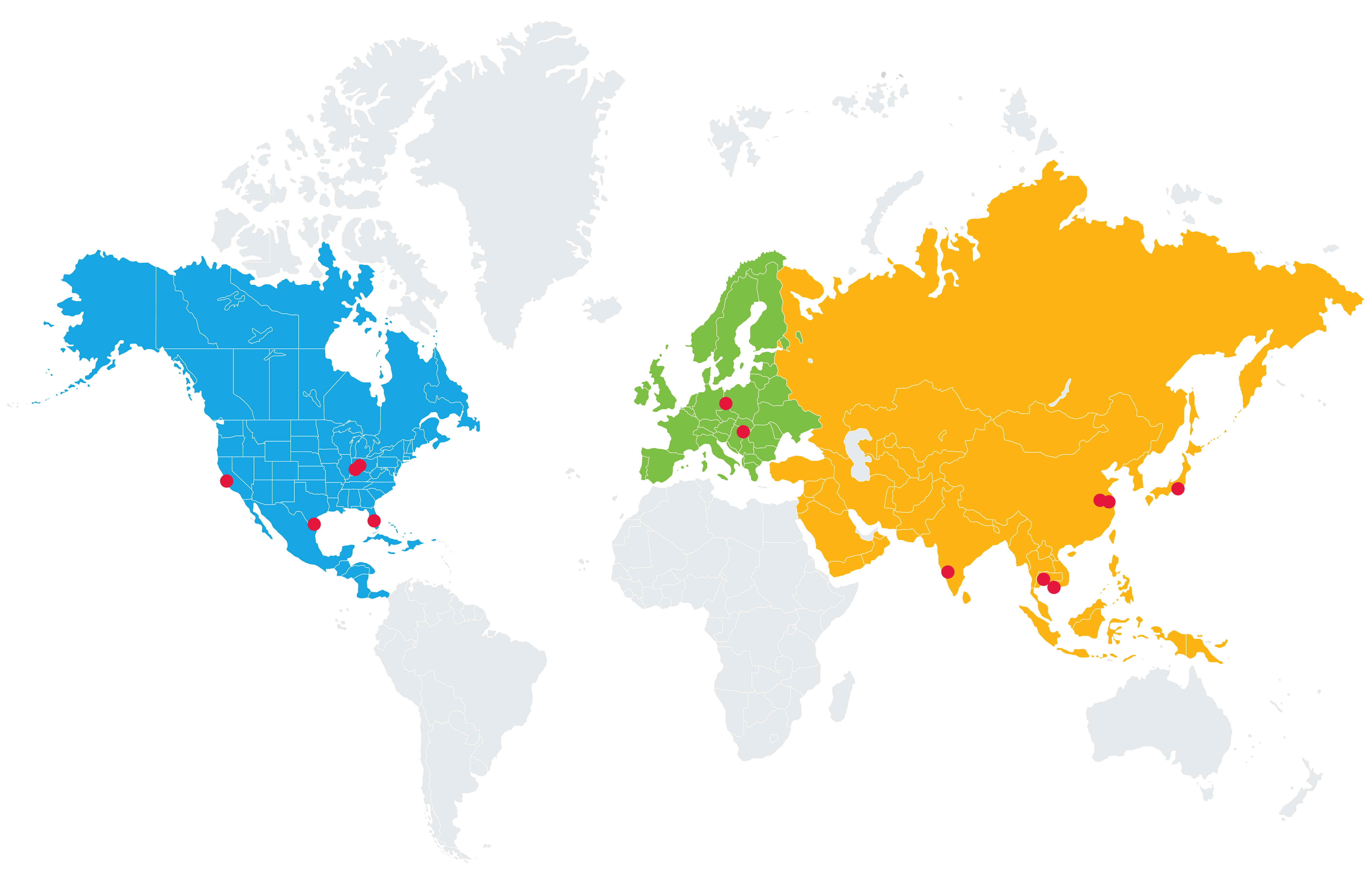 large map image of all kimball locations across the globe