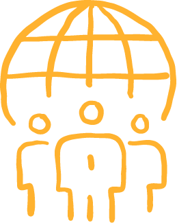icon of people standing in front of a globe