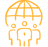 icon of people standing in front of a globe