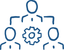 icon of blue people at meeting table