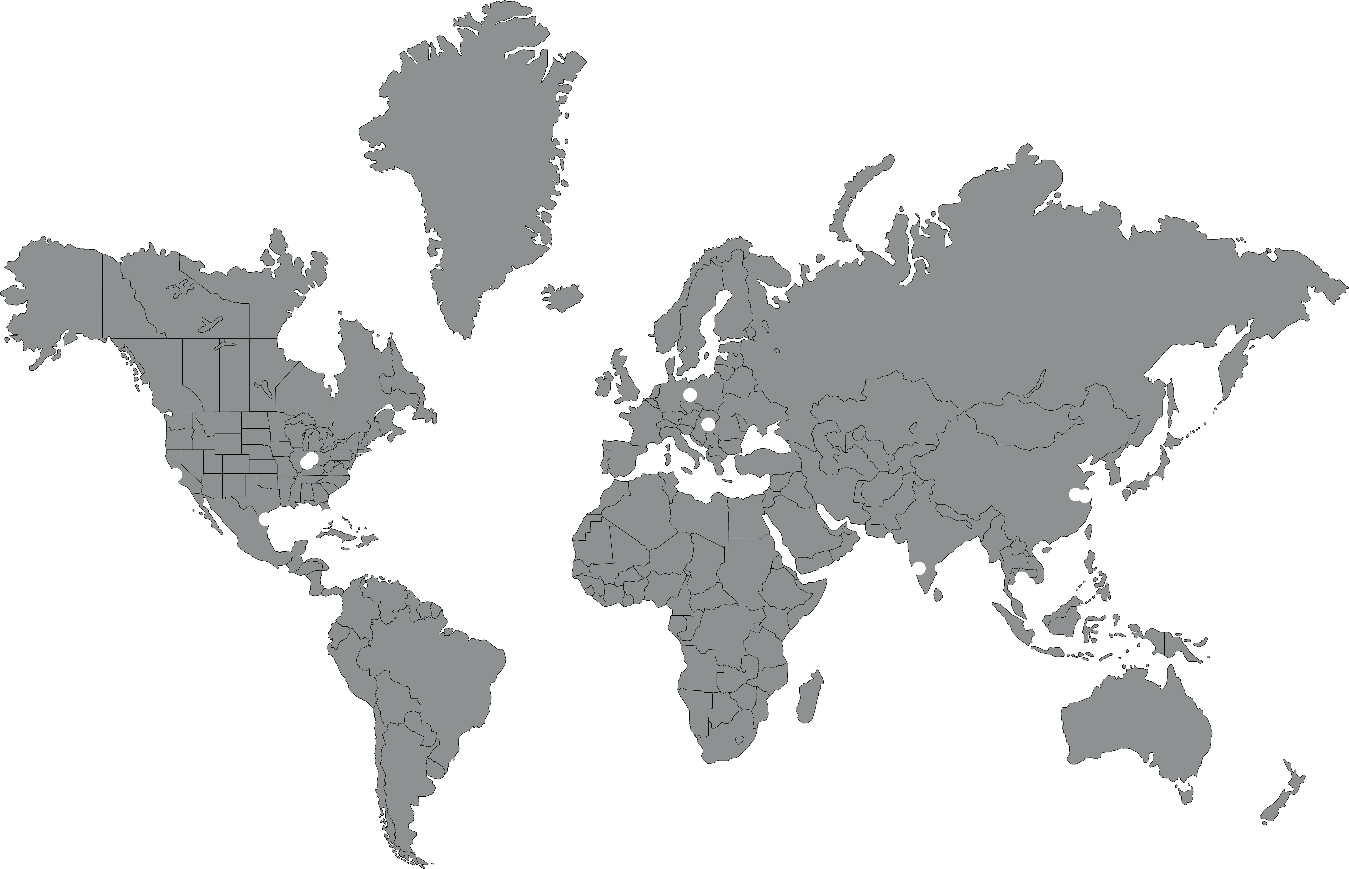 large map image of all kimball locations across the globe