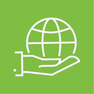 Community icon of hand holding globe
