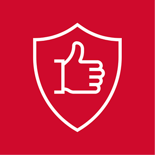 icon of a thumbs up inside a shield