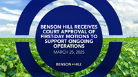 Benson Hill, Inc. (Nasdaq: BHIL, “Benson Hill”), a seed innovation company, today announced that the U.S. Bankruptcy Court for the District of Delaware has approved the Company’s initial “first-day” motions following its voluntary filing for relief under Chapter 11 of the U.S. Bankruptcy Code on March 20, 2025.