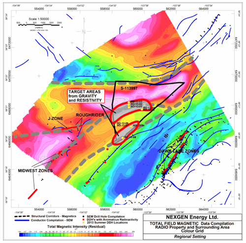 NexGen Rook 1 drill hole locations on DC resistivity image
